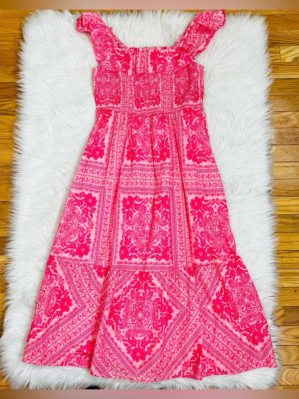 NWOT! Vineyard Vines Ellen Midi Dress 100% Cotton Pink Sz S
